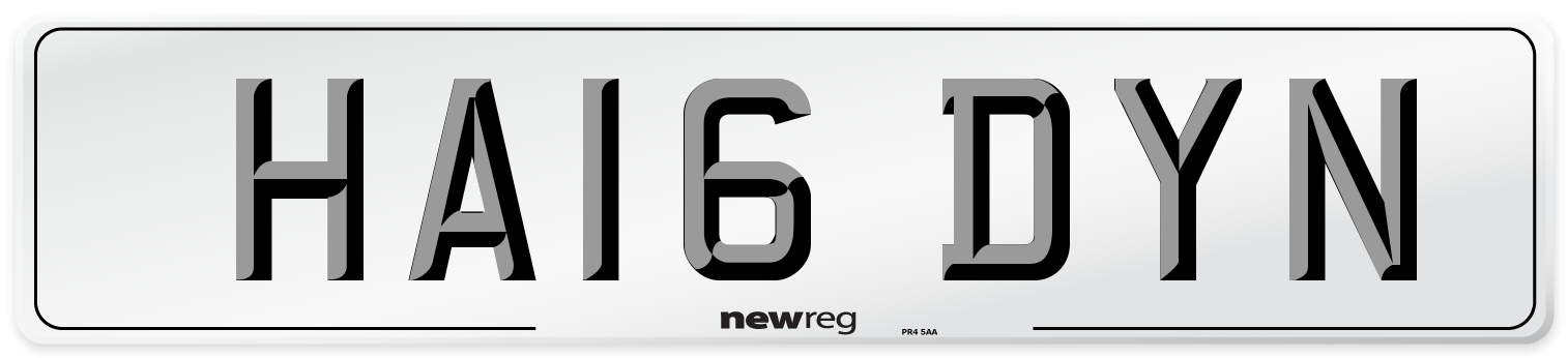 HA16 DYN Number Plate from New Reg